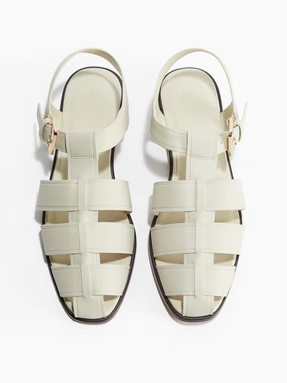 H&M Cream Strappy Fisherman Sandals with Gold Buckle - Picture 1 of 4